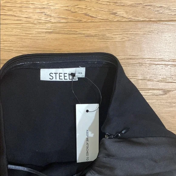 STEELE Black Asymmetrical Ruched Strapless Cocktail Dress size xsmall - Picture 4 of 6